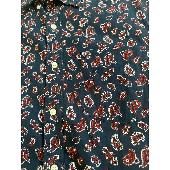 J. Crew Men's Slim Fit Blue with Red and White Paisley Print Collar Button Down - Picture 9 of 11